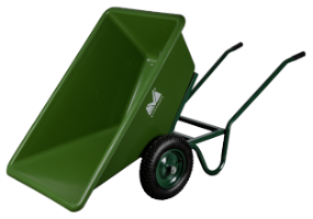 Тачка със зелена пластмасова вана с накланяне и 2 колела 170 EvoTools®